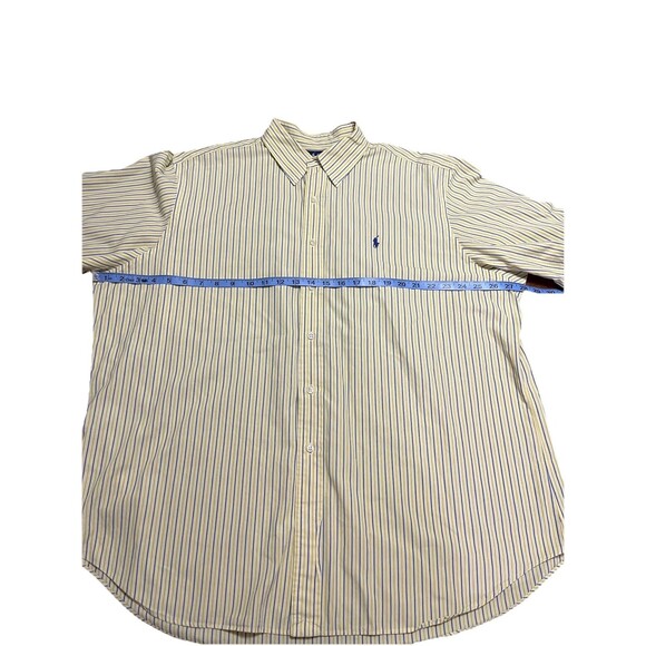 RALPH LAUREN Blake Yellow And Blue Striped Short Sleeve Button Down Men’s XXL - Picture 9 of 12